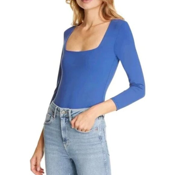 NWT Free People Intimately Free Truth Or Square Long Sleeve Bodysuit Blue Size S - Picture 6 of 8